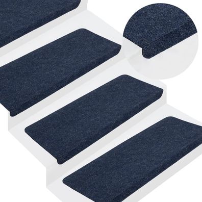 vidaXL Stufenmatten Selbstklebend 15 Stk. 65x24,5x3,5 cm Blau