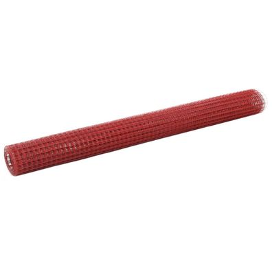 vidaXL Drahtzaun Stahl mit PVC-Beschichtung 25x1,5 m Rot