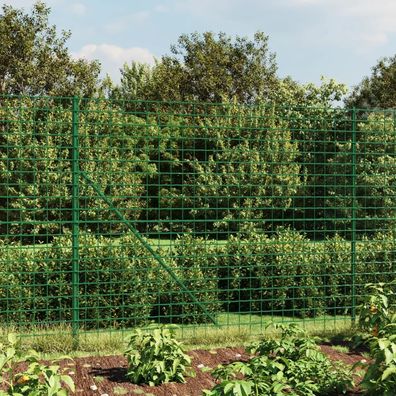 vidaXL Maschendrahtzaun mit Bodenhülsen Grün 1,4x25 m