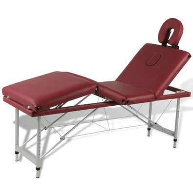 Massagetisch mit Aluminiumrahmen, faltbar 4 Zonen Rot