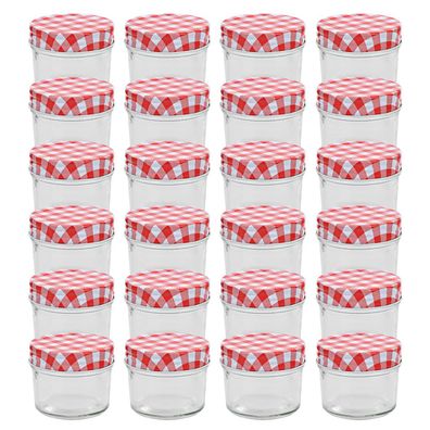 vidaXL Marmeladengläser mit Weißen/Roten Deckeln 24 Stk. 110 ml