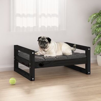 vidaXL Hundebett Schwarz 65,5x50,5x28 cm Massivholz Kiefer