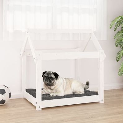 vidaXL Hundebett Weiß 71x55x70 cm Massivholz Kiefer