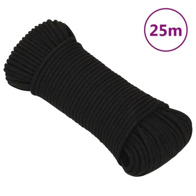 vidaXL Arbeitsseil Schwarz 4 mm 25 m Polyester