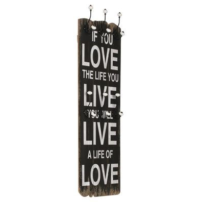 vidaXL Wandgarderobe mit 6 Haken 120 x 40 cm "LOVE LIVE"