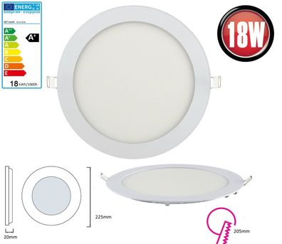 10x 18W LED Panel Einbaustrahler Spot Einbauleuchte Warmweiß 3000K 1360 Lumen