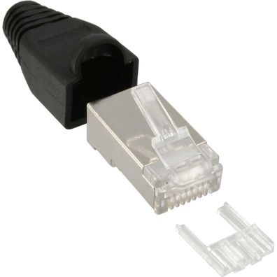 InLine® 74510S Crimpstecker RJ45 geschirmt, mit Knickschutz und Einfädelhilfe,
