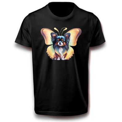 Abstrakter Schmetterling Hund Haustier Lustig Witzig T-Shirt 122 - 3XL Baumwolle