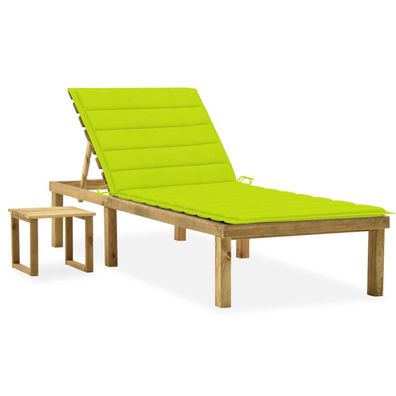 vidaXL Garten-Sonnenliege mit Tisch und Auflage Kiefer Imprägniert
