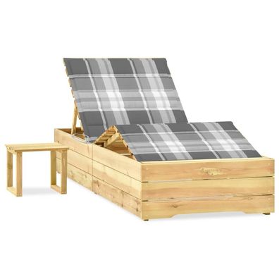 vidaXL Garten-Sonnenliege mit Tisch und Auflage Kiefer Imprägniert