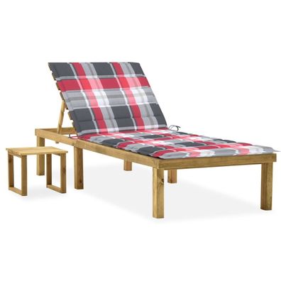 vidaXL Garten-Sonnenliege mit Tisch und Auflage Kiefer Imprägniert
