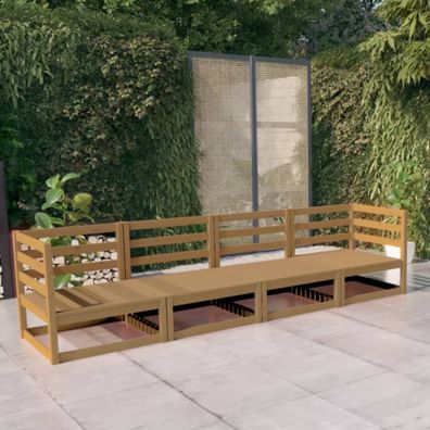 vidaXL Outdoor-Sofa 4-Sitzer Honigbraun Massivholz Kiefer