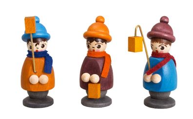 Miniaturfiguren 3 Laternenkinder bunt Höhe 5cm NEU Weihnachten Figuren Laterne