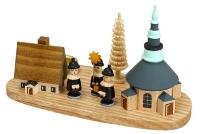 Kerzenhalter Seiffener Kirche und Kurrende Höhe 7,5 cm NEU Weihnachten Kerze Chri