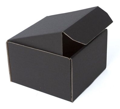 Klappdeckelkarton Maxibriefkarton Box 150x150x100 mm Schwarz Innenmass Einwellig Neu