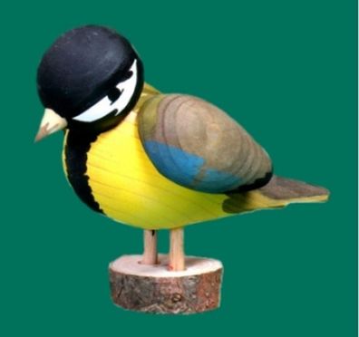 Ganzjahresdekoration Holzvogel Kohlmeise Höhe 10cm NEU Figuren Schnitzen Holz