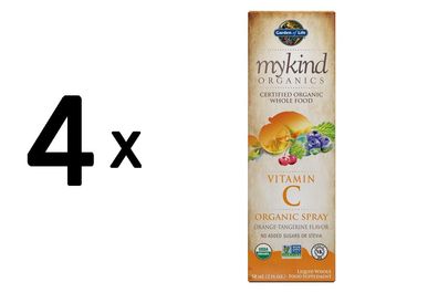4 x Mykind Organics Vitamin C Spray, Orange-Tangerine - 58 ml.