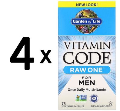4 x Vitamin Code RAW ONE - for Men - 75 caps
