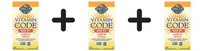 3 x Vitamin Code RAW D3, 2000 IU - 120 vcaps