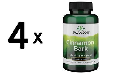 4 x Cinnamon Bark, Maximum Strength - 120 caps