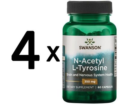 4 x N-Acetyl L-Tyrosine, 350mg - 60 caps