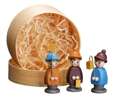 Miniaturfiguren Laternenkinder in der Spanschachtel bunt Höhe 3,7cm NEU Spielzeu