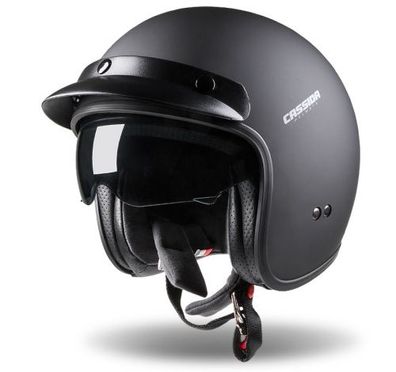 Jethelm Roller Helm Motorradhelm Oxygen Cassida schwarz matt Sonnenvisier