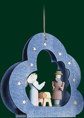 Christbaumschmuck Wolke mit Heiliger Familie Höhe= 9cm NEU Weihnachten Baumschmuc