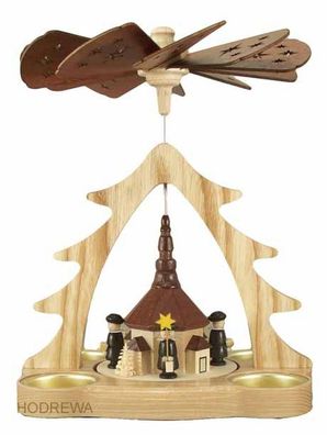 Tischpyramide Seiffener Kirche mit Kurrende Höhe 22cm NEU Holzpyramide Tischdekor