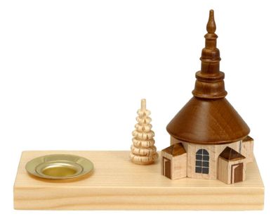 Kerzenhalter mit Kirche BxHxT 100x80x45mm NEU Weihnachten Kerzensockel Lichthalte