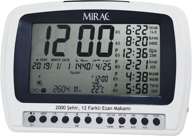 Mirac Ezan Saati Otomatik, Automatische Azan Uhr, Digitaler Wecker, Islamic Azan