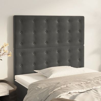 vidaXL Kopfteile 2 Stk. Dunkelgrau 100x5x78/88 cm Samt