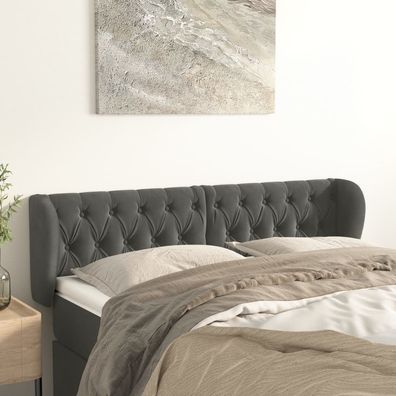 vidaXL Kopfteil mit Ohren Dunkelgrau 147x23x78/88 cm Samt