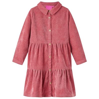 Kinderkleid mit Langen Ärmeln Cord Altrosa 104