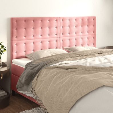 vidaXL Kopfteile 4 Stk. Rosa 100x5x78/88 cm Samt