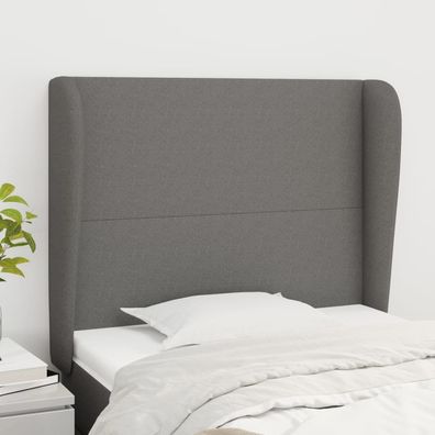 vidaXL Kopfteil mit Ohren Dunkelgrau 83x23x118/128 cm Stoff
