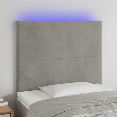 vidaXL LED Kopfteil Hellgrau 90x5x118/128 cm Samt