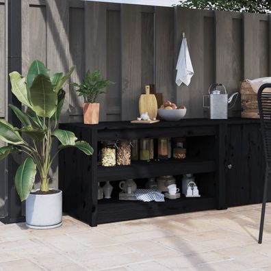 vidaXL Outdoor-Küchenschrank Schwarz 106x55x64 cm Massivholz Kiefer