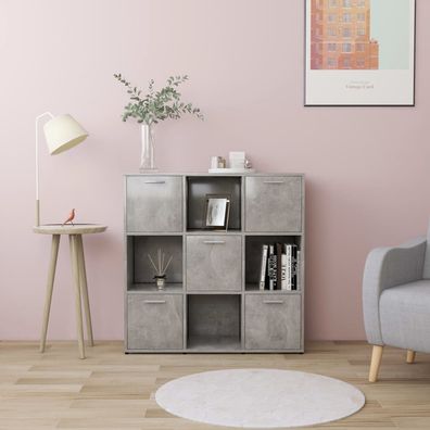 vidaXL Bücherregal Betongrau 90x30x90 cm Holzwerkstoff