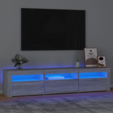 vidaXL TV-Schrank mit LED-Leuchten Grau Sonoma 180x35x40 cm