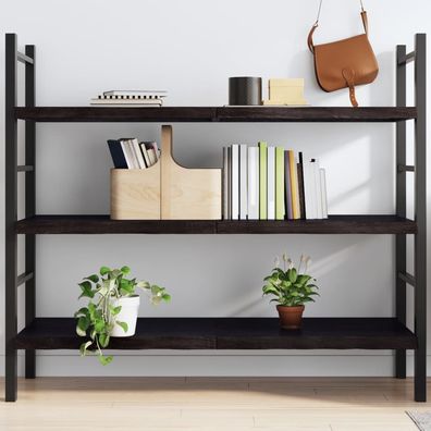 vidaXL Wandregal Dunkelbraun 140x60x(2-4)cm Massivholz Eiche Behandelt