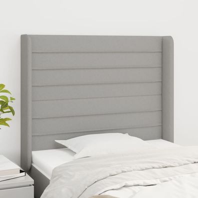 vidaXL Kopfteil mit Ohren Hellgrau 93x16x118/128 cm Stoff