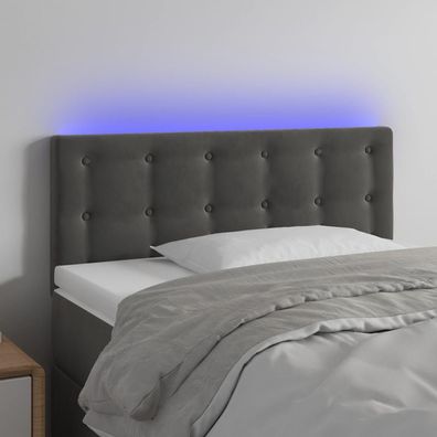 vidaXL LED Kopfteil Dunkelgrau 80x5x78/88 cm Samt