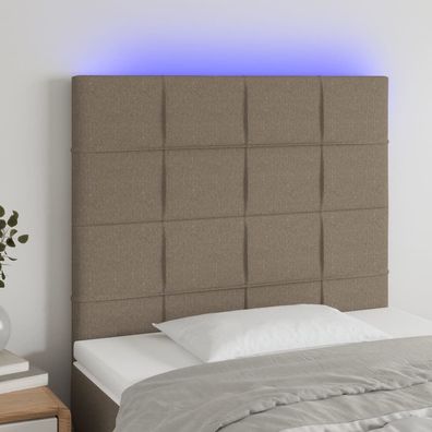 vidaXL LED Kopfteil Taupe 80x5x118/128 cm Stoff