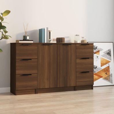 vidaXL Sideboards 3 Stk. Braun Eichen-Optik Holzwerkstoff