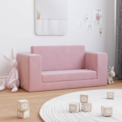 vidaXL Kinder-Schlafsofa 2-Sitzer Rosa Weicher Plüsch