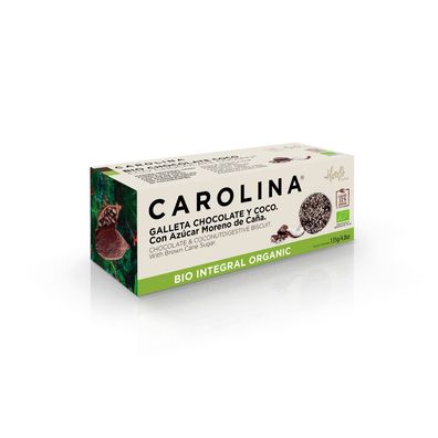 Carolina Bio & Vegane Vollkornkekse mit Schokoladenüberzug und Kokosnuss