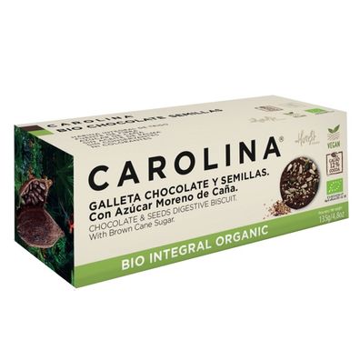 Carolina Bio & Vegane Vollkornkekse mit Schokoladenüberzug und Samen