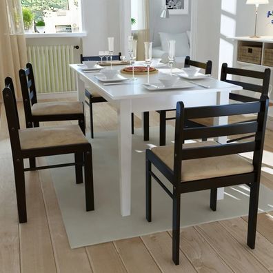 vidaXL Esszimmerstühle 6 Stk. Braun Massivholz und Samt