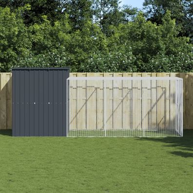 vidaXL Hühnerkäfig mit Auslauf Anthrazit 165x455x181 cm Stahl Verzinkt